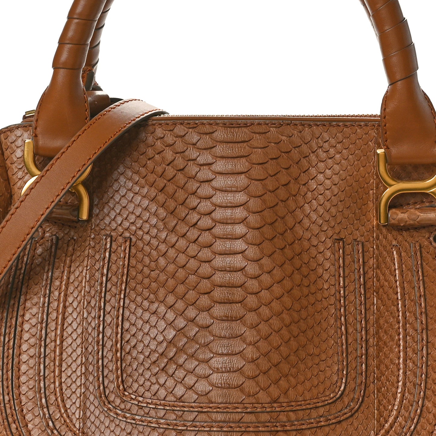 Snakeskin Calfskin Medium Marcie Satchel Brown