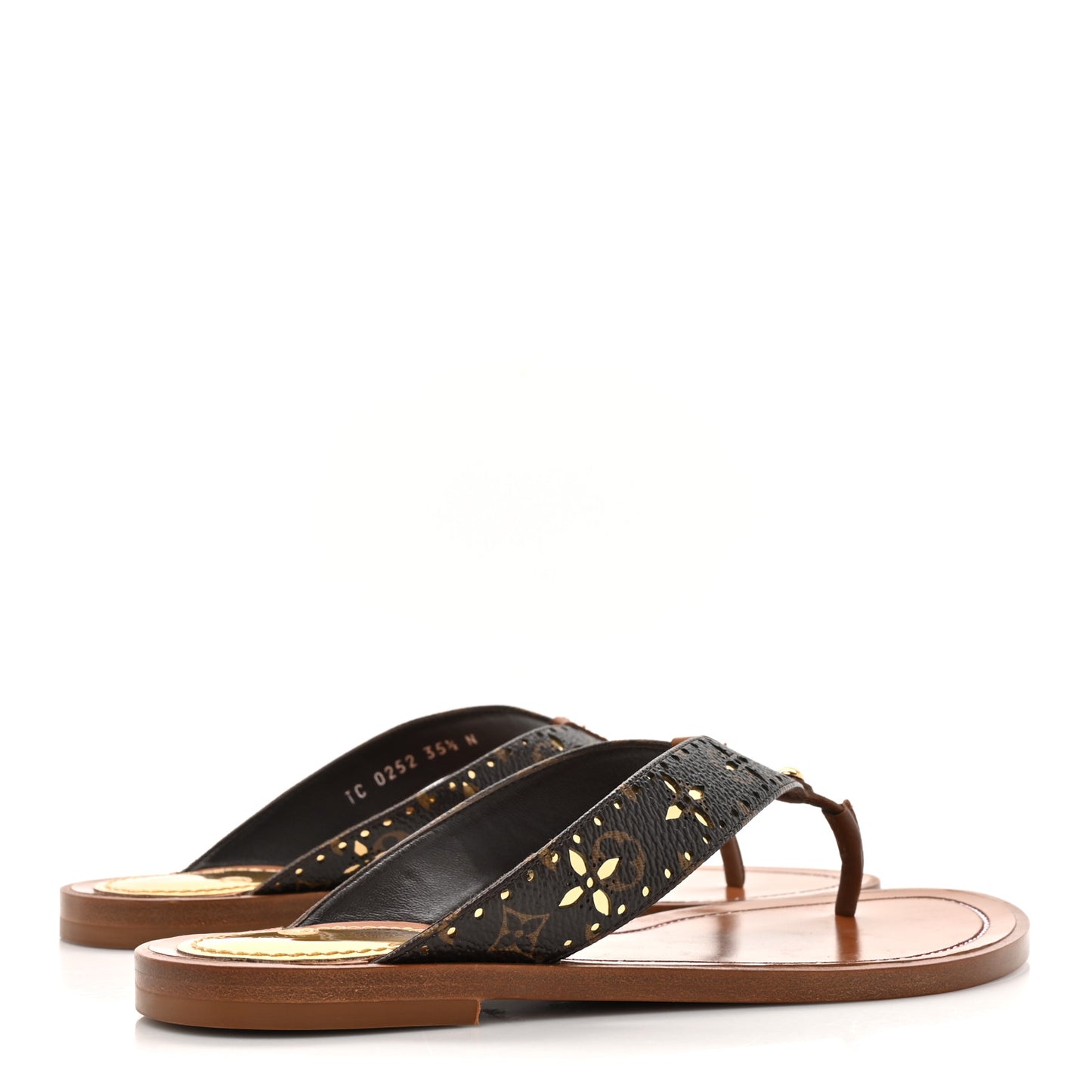 Monogram Sunny Flat Thong Sandals 35.5 Brown