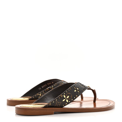 Louis Vuitton Monogram Sunny Flat Thong Sandals 35.5 Brown 4 of 9
