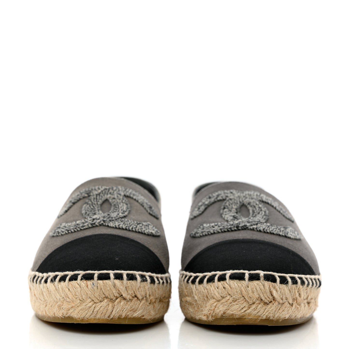 Canvas Grosgrain CC Espadrilles 37 Grey Black