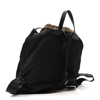 Prada Tessuto Nylon Leopard Print Backpack Black Miele 3 of 10