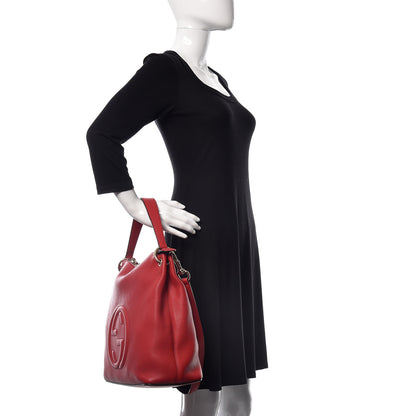 Gucci Pebbled Calfskin Large Soho Hobo Tabasco Red 3 of 12