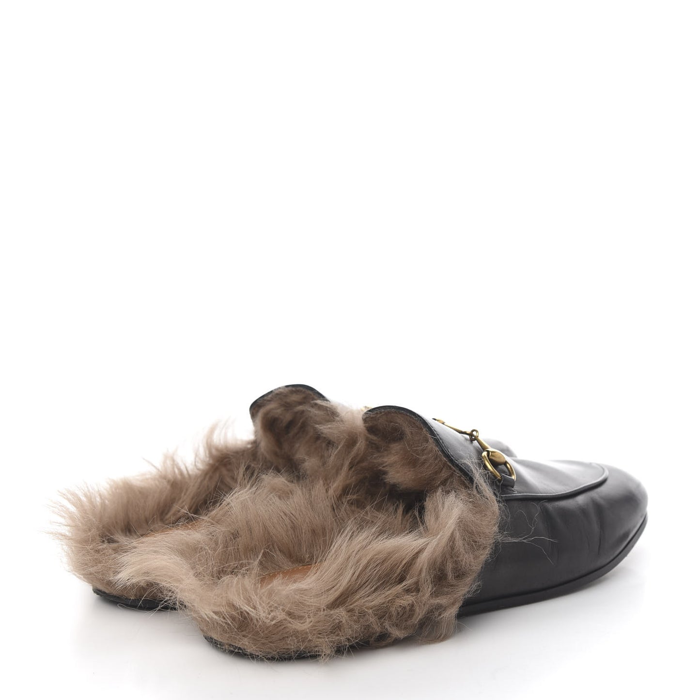 Calfskin Fur Womens Princetown Slippers 38 Black