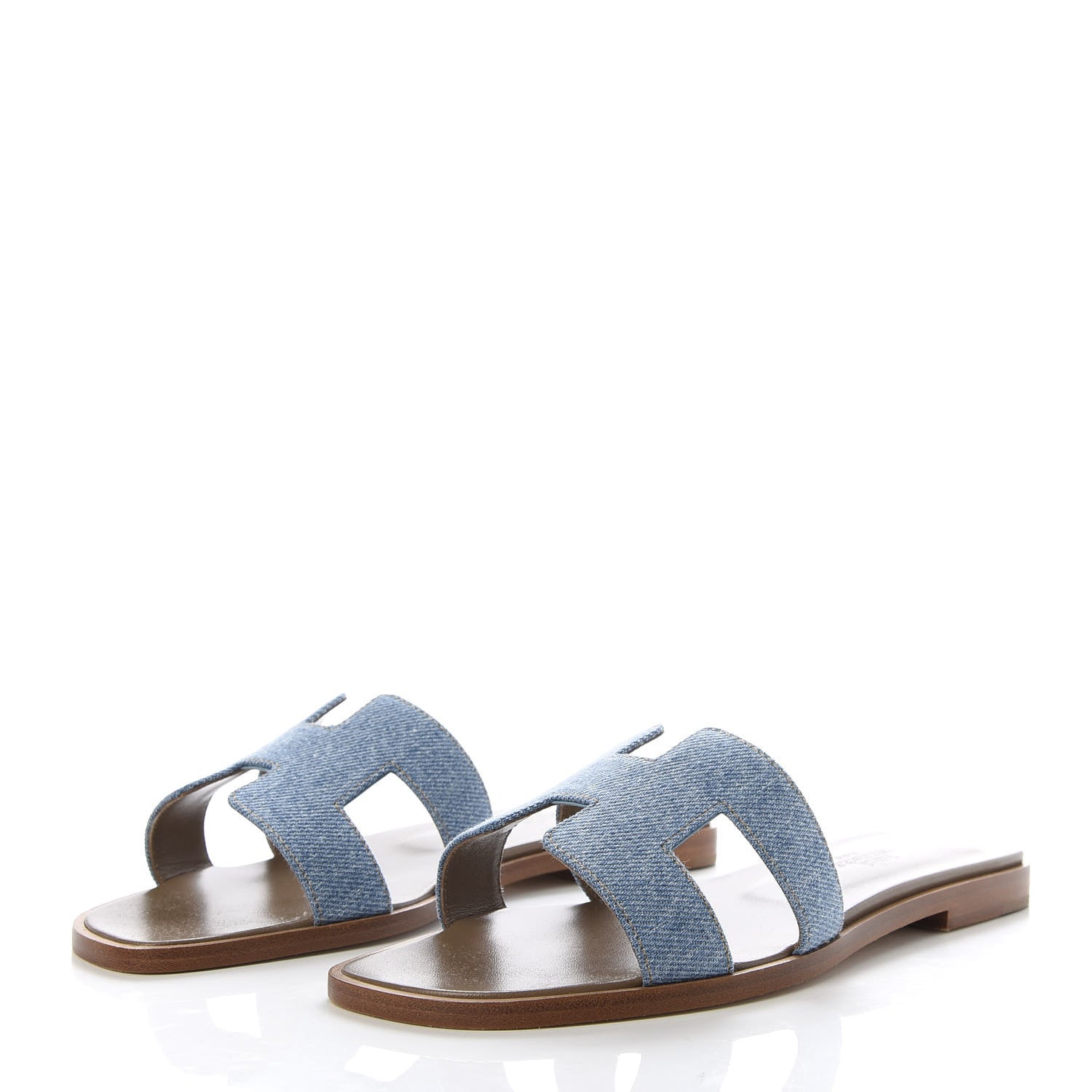 Hermes Denim Canvas Oran Sandals 35 Bleu Clair 2 of 9