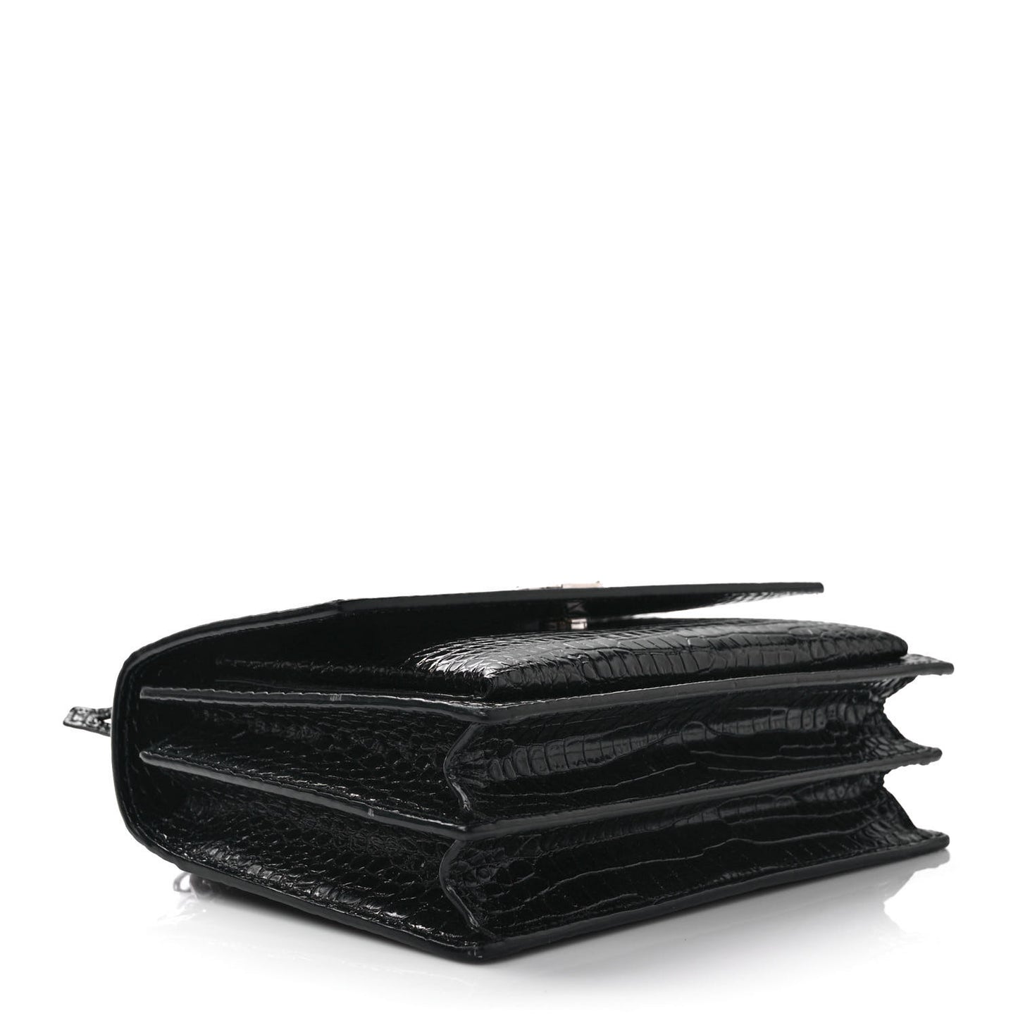 Calfskin Crocodile Embossed Medium Monogram Sunset Black
