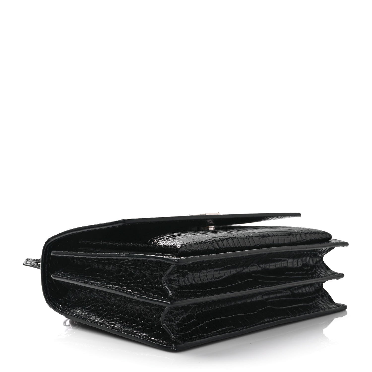 Saint Laurent Calfskin Crocodile Embossed Medium Monogram Sunset Black 4 of 8