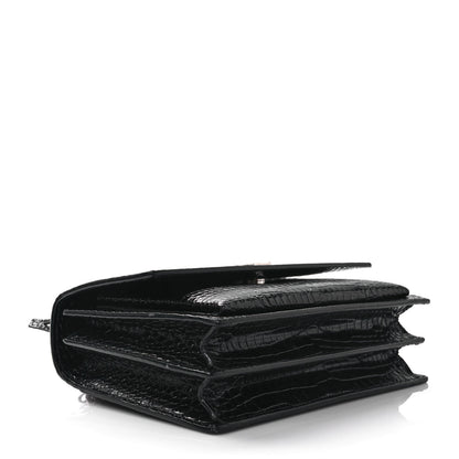 Saint Laurent Calfskin Crocodile Embossed Medium Monogram Sunset Black 4 of 8