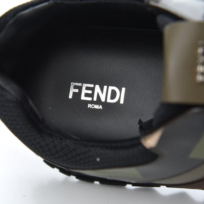 Fendi Calfskin Nylon Mens Camo Bugs Sneakers 11 Military Black Multicolor 8 of 9