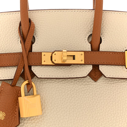 Hermes Togo Horseshoe Birkin 25 Craie Gold 7 of 11