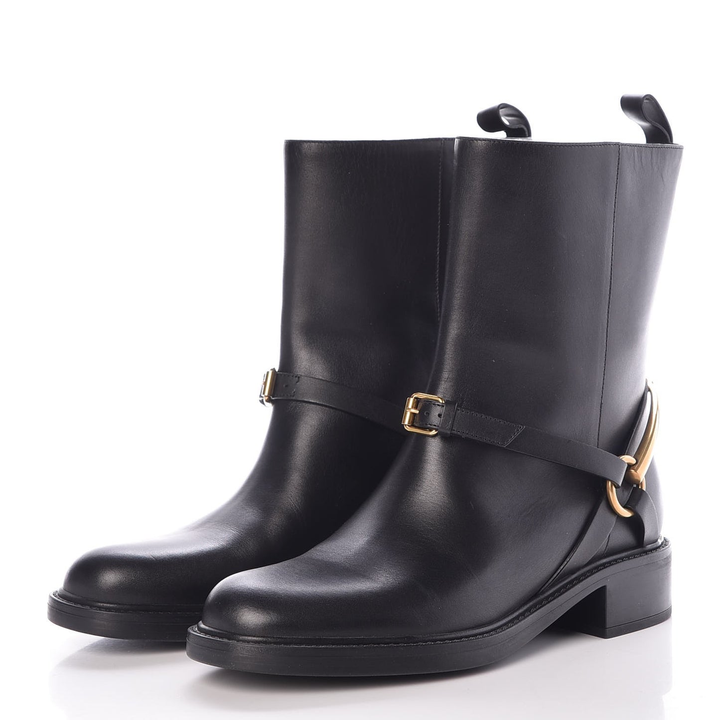 Calfskin Tess Horsebit Ankle Boots 36.5 Black