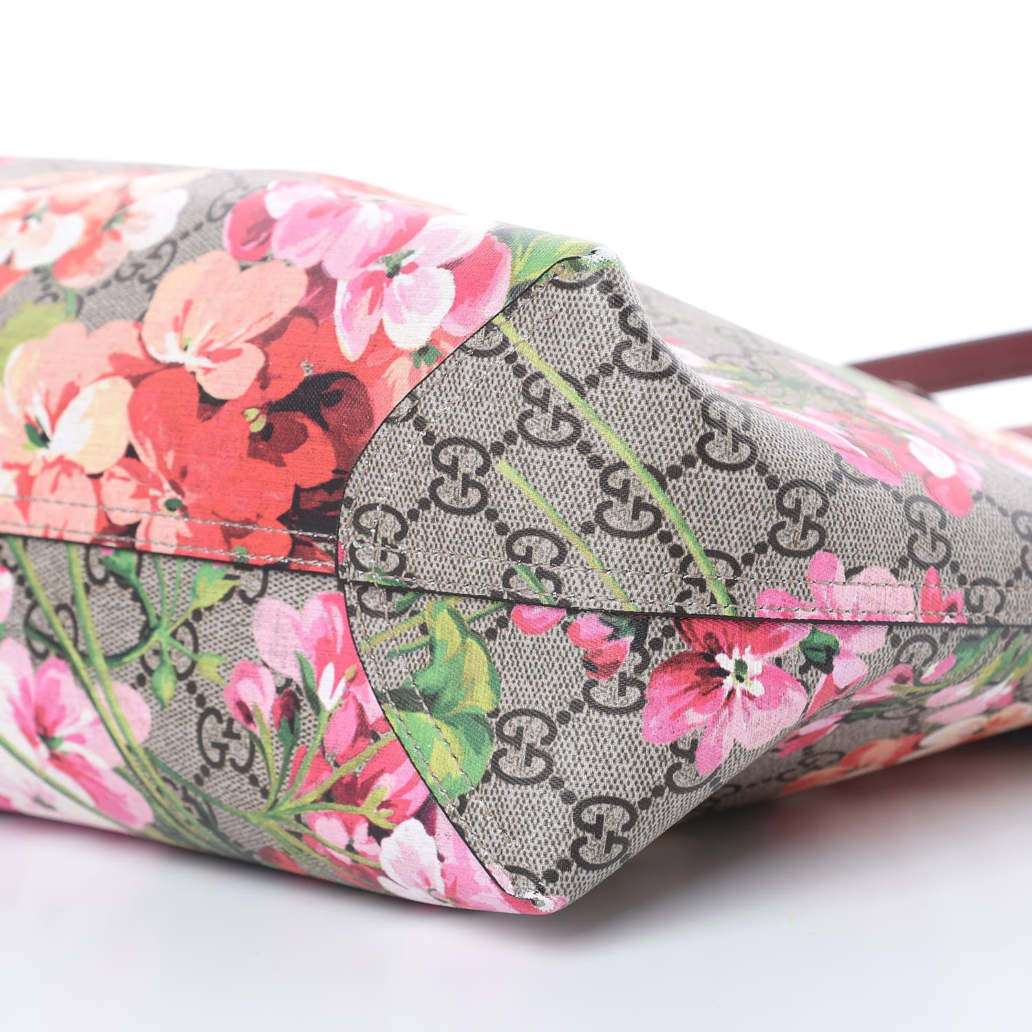 Gucci GG Supreme Monogram Blooms Medium Reversible Tote Beige Multicolor Dry Rose 10 of 12
