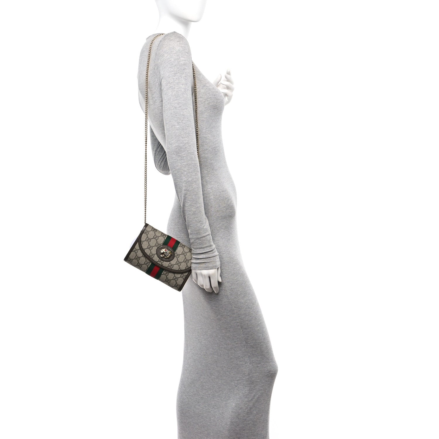 Gucci GG Supreme Monogram Web Mini Rajah Slim Flap Shoulder Bag Beige New Acero 2 of 11
