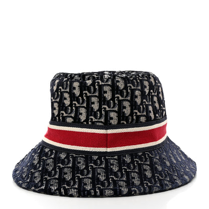 Christian Dior Velvet Oblique Large Brim Bucket Hat 56 Bleu Red 6 of 8