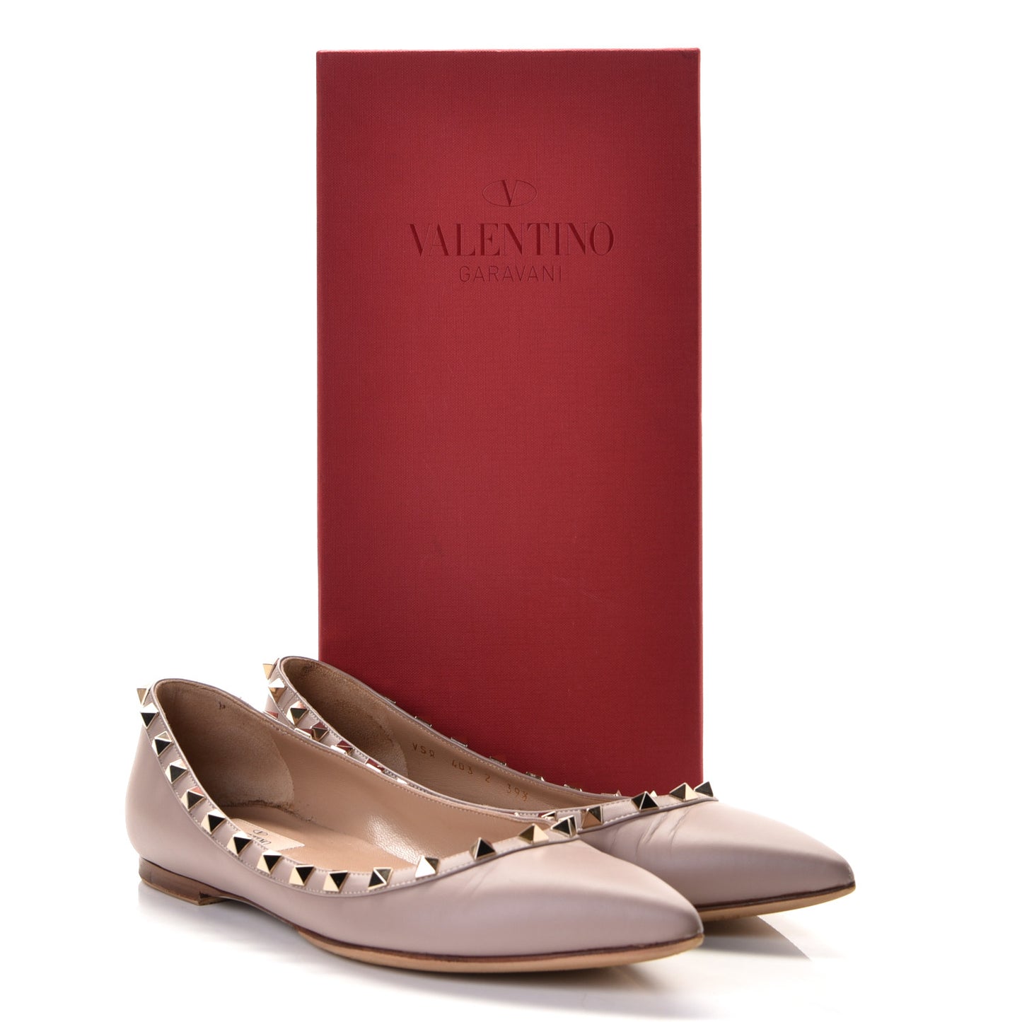 Nappa Rockstud Ballerina Flats 39.5 Poudre