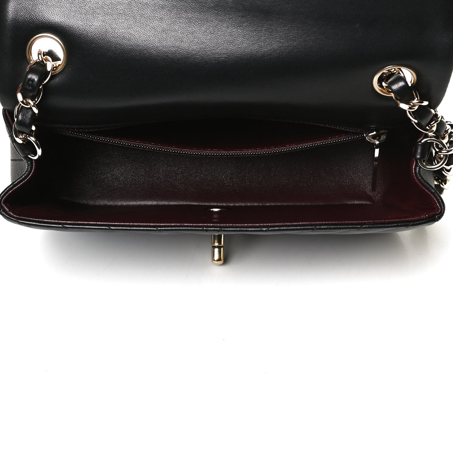 Lambskin Chevron Quilted Mini Rectangular Flap Black