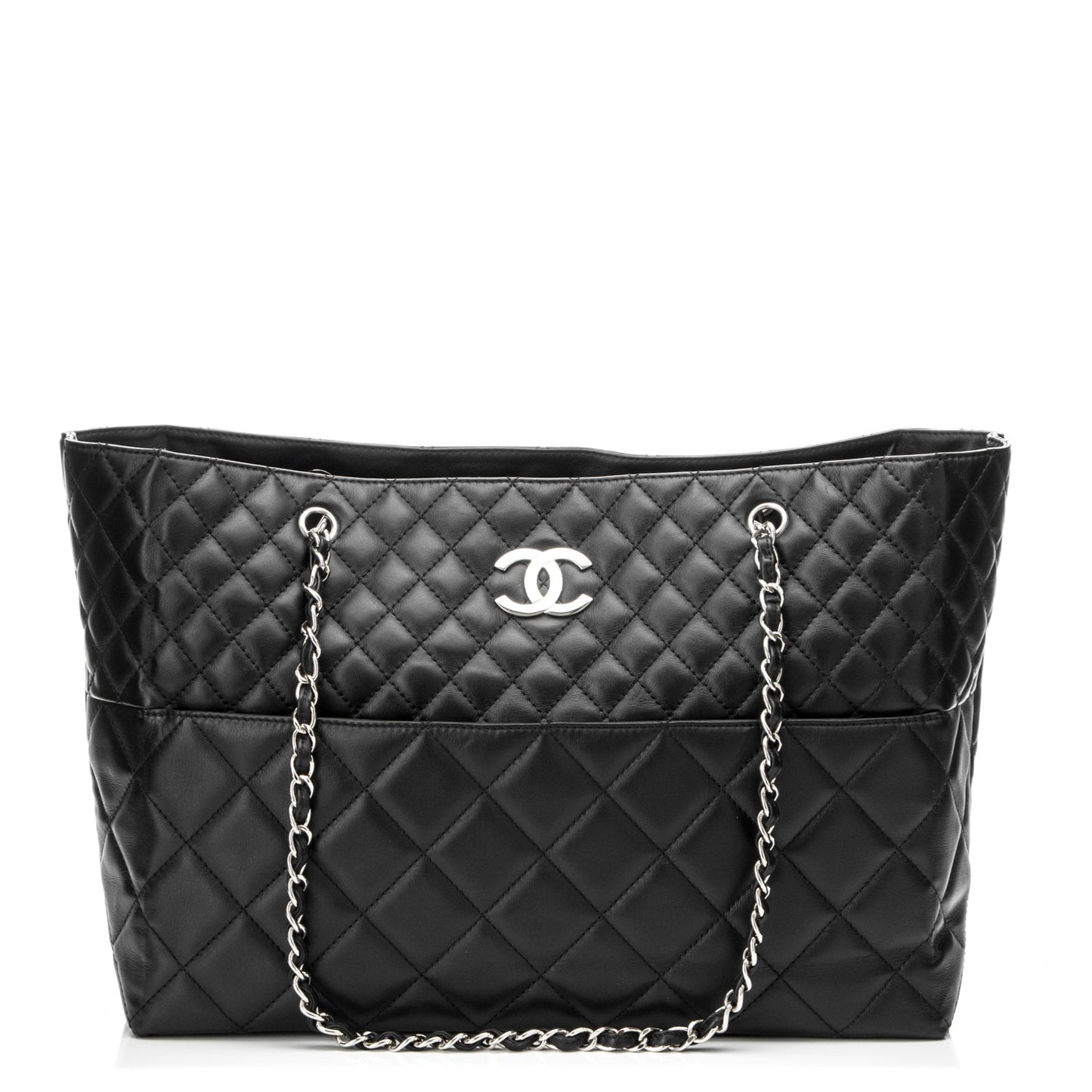 Calfskin Quilted Large In The Business Tote Black
