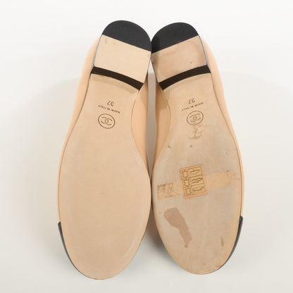 Chanel Lambskin Cap Toe Ballerina Flats 37 Beige Black 5 of 7