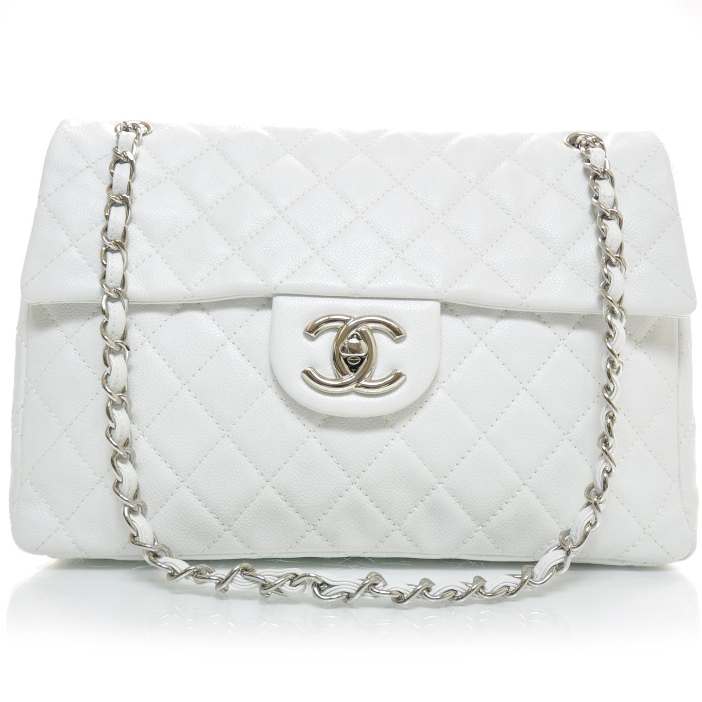 Washed Caviar Maxi Flap White