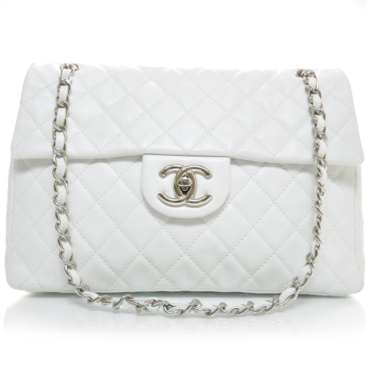 Chanel Washed Caviar Maxi Flap White 1 of 12