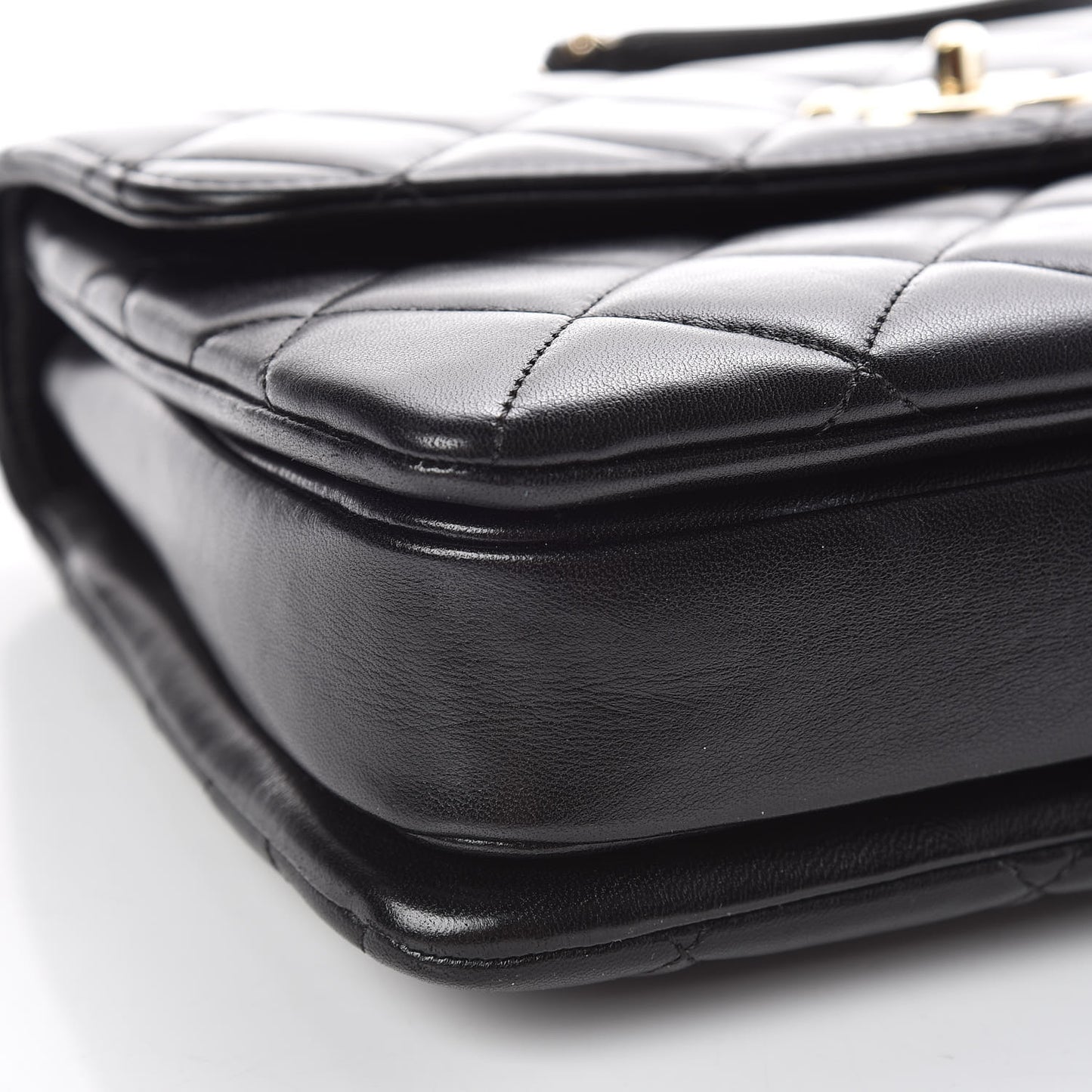 Lambskin Quilted Small Trendy CC Dual Handle Flap Bag Black