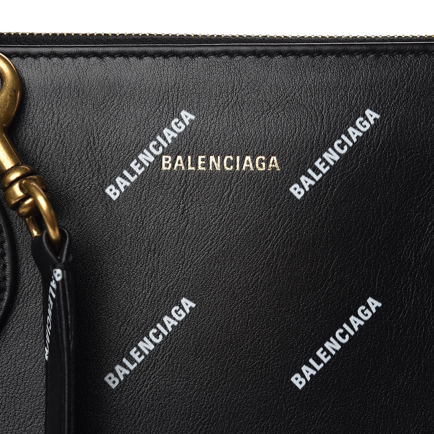 Balenciaga Calfskin Allover Logo M Ville Top Handle Bag Black 6 of 10