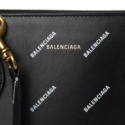 Balenciaga Calfskin Allover Logo M Ville Top Handle Bag Black 6 of 10