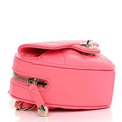 Chanel Lambskin Quilted CC In Love Heart Waist Belt Bag With Chain Pink 4 of 12