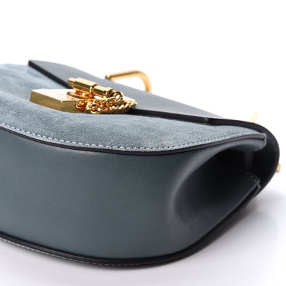 Chloe Suede Smooth Calfskin Mini Drew Shoulder Bag Cloudy Blue 8 of 8