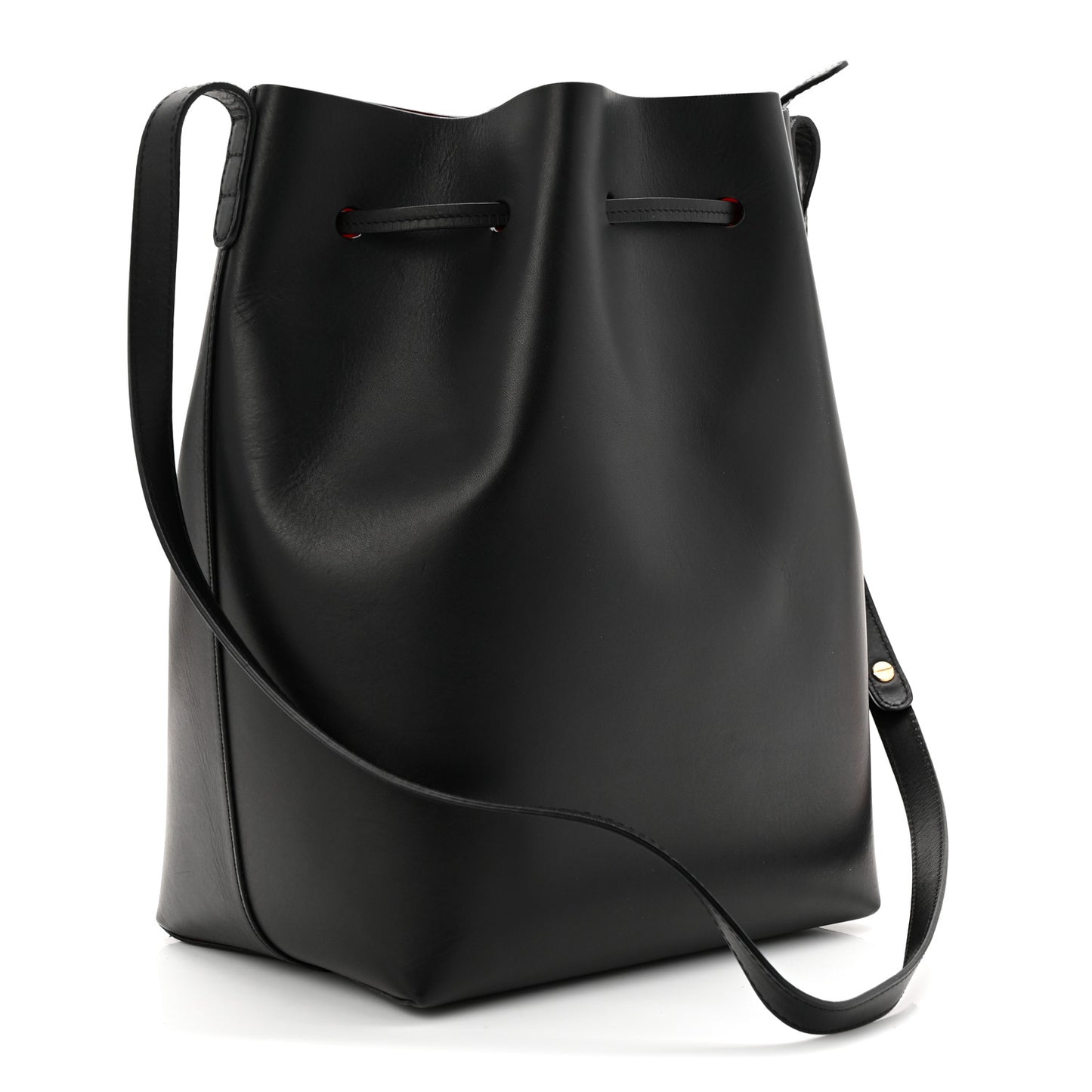 Vegetable Tanned Calfskin Bucket Bag Black Flamma