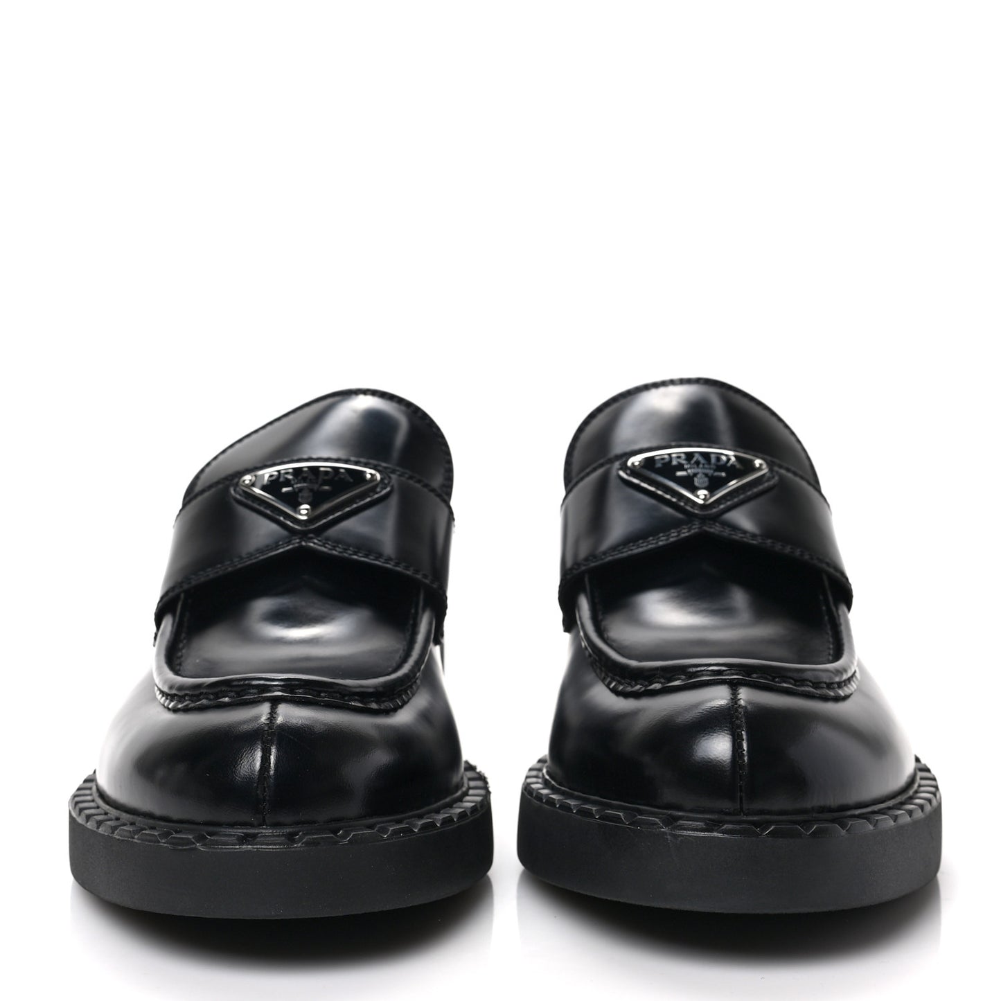 Spazzolato Metal Triangle Logo 50mm Loafers 39.5 Black