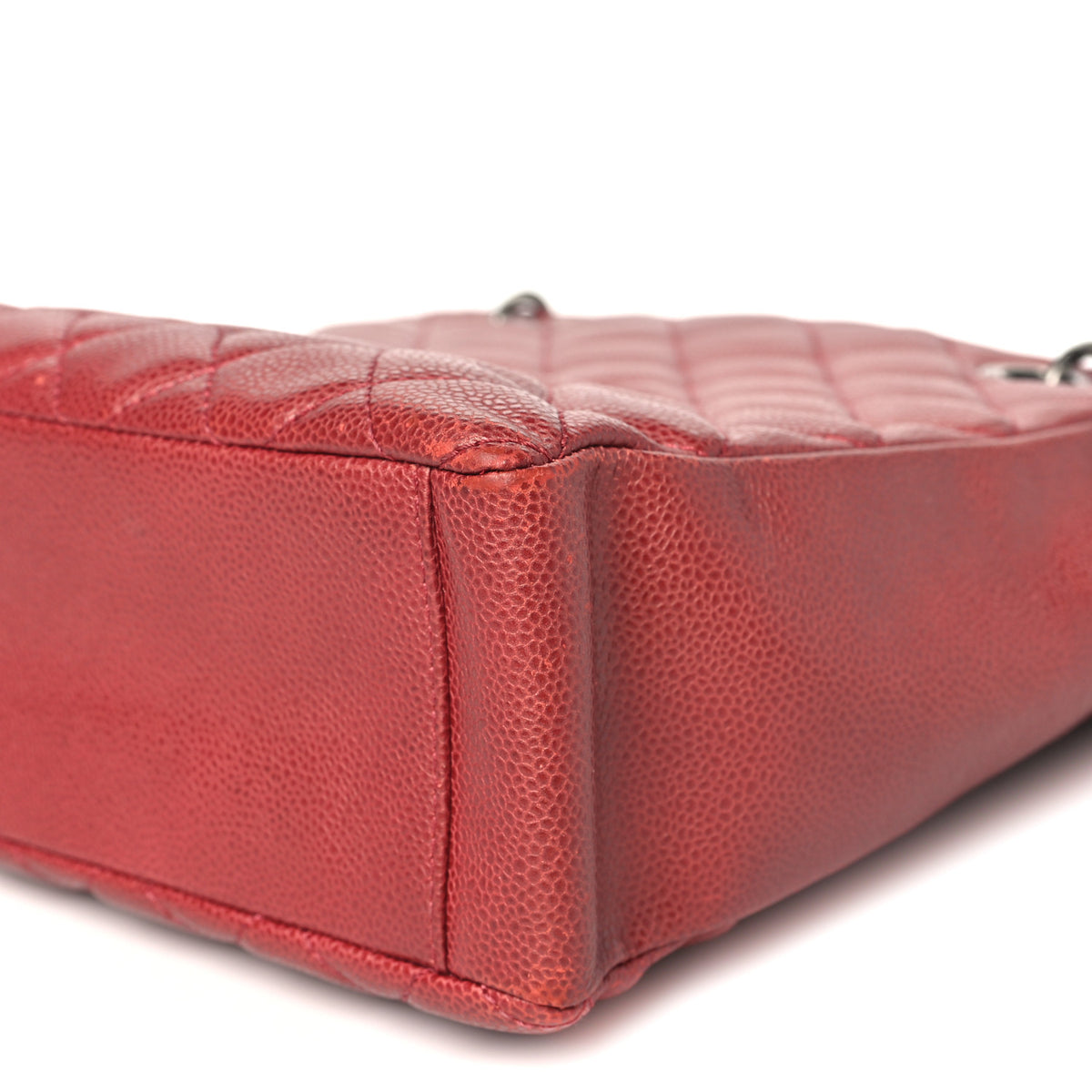 Chanel Caviar Quilted Petit Shopping Tote PST Red 9 of 10