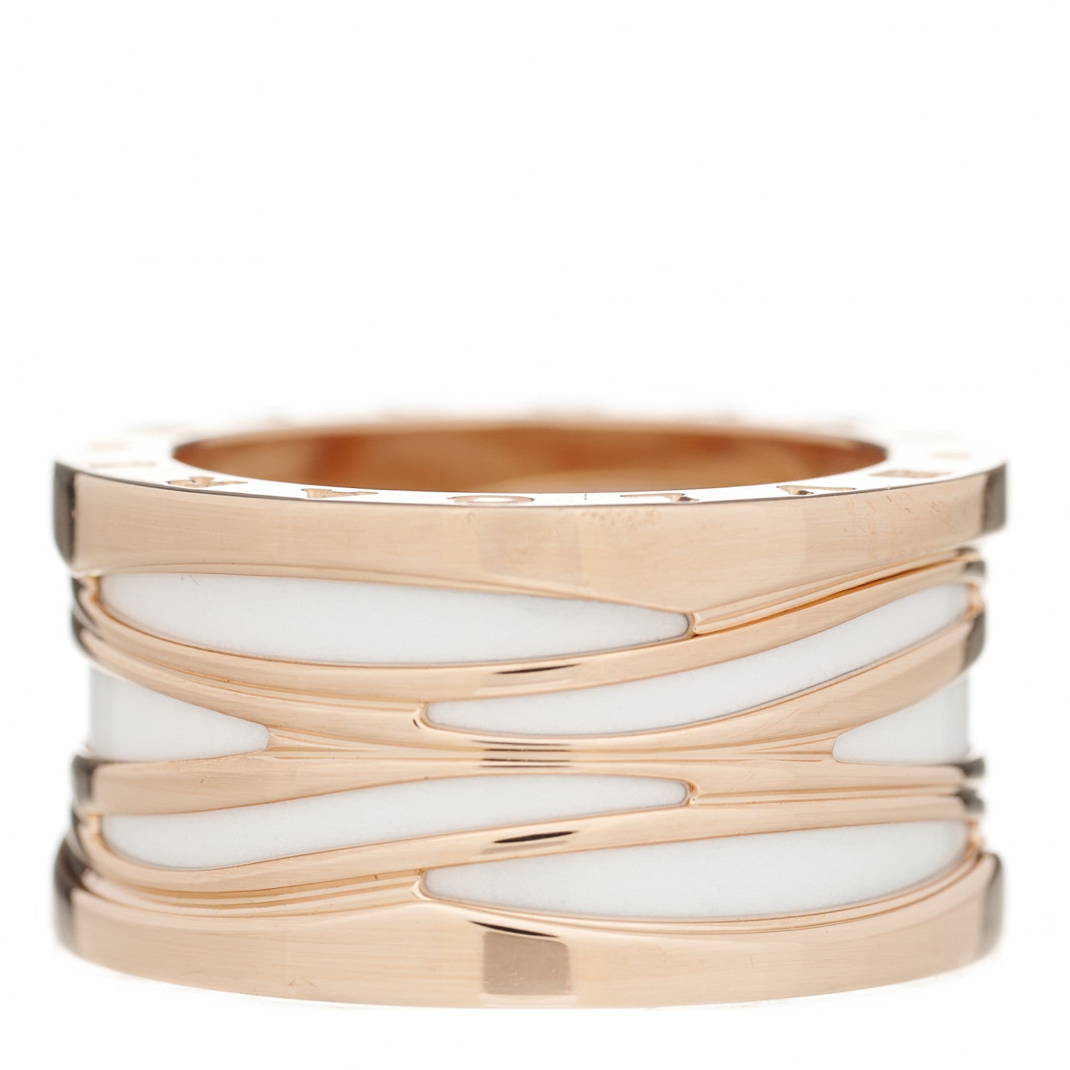 Bulgari 18K Rose Gold White Ceramic B.Zero1 Legend Four-Band Ring 57 8 3 of 6