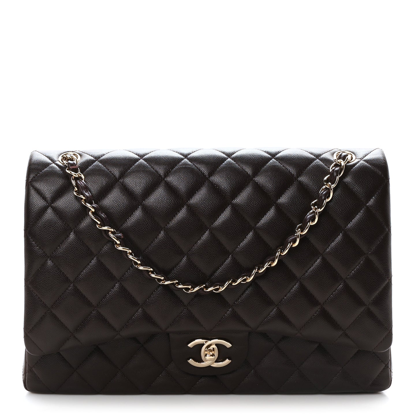 Caviar Quilted Maxi Double Flap Burgundy