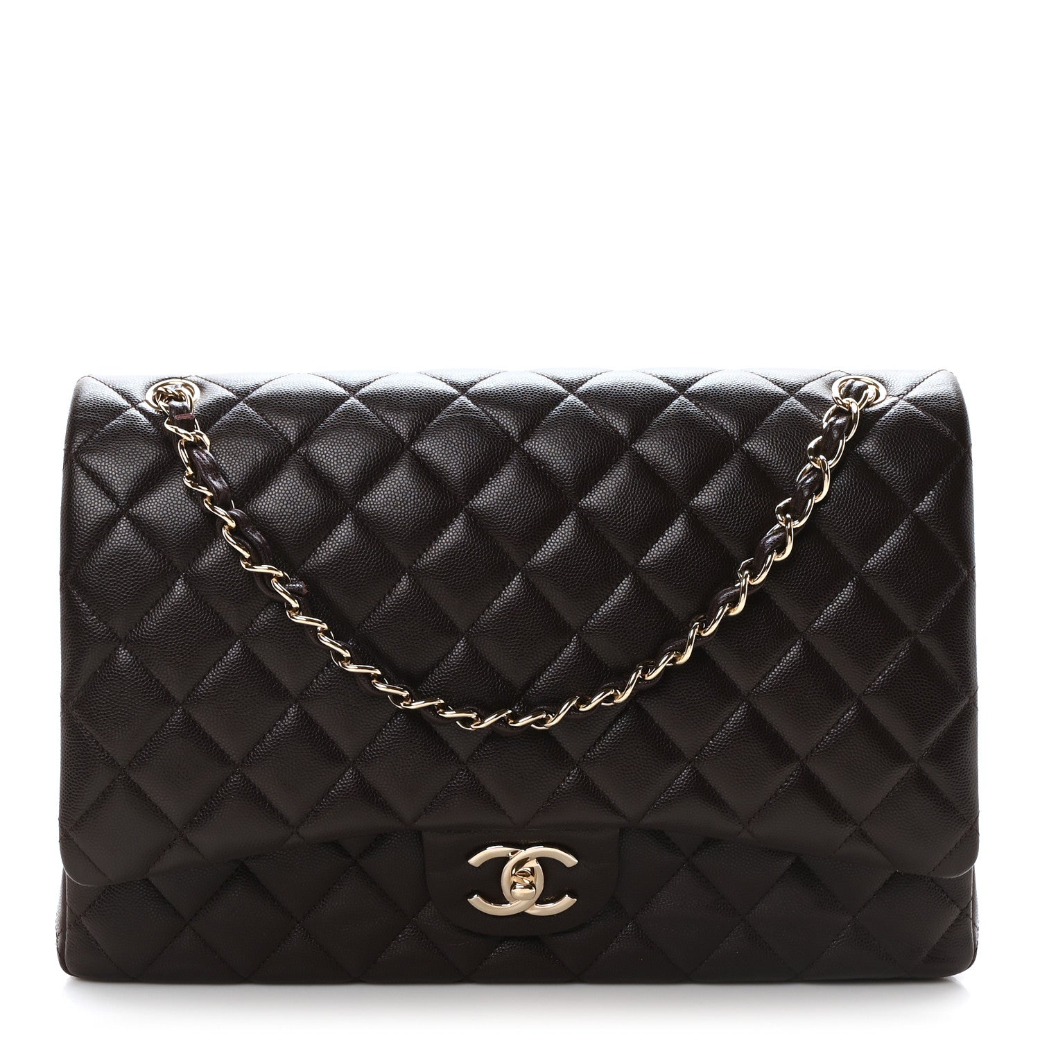 Chanel Caviar Quilted Maxi Double Flap Burgundy 1 of 10
