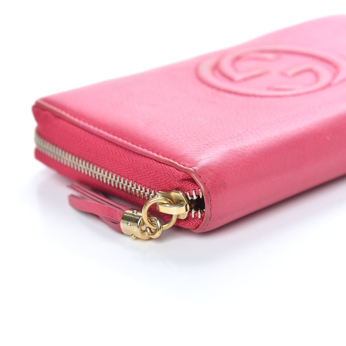 Pebbled Calfskin Soho Zip Around Wallet Red