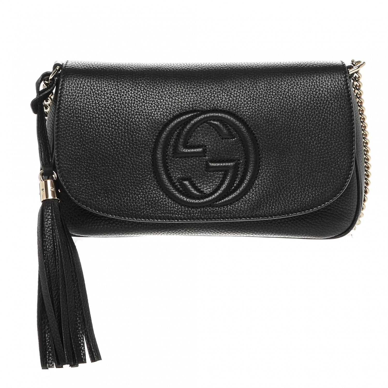 Gucci Pebbled Calfskin Medium Soho Flap Crossbody Black 1 of 8