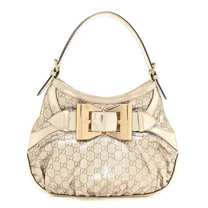 Gucci Metallic Guccissima Queen Bow Hobo Platinum 1 of 24