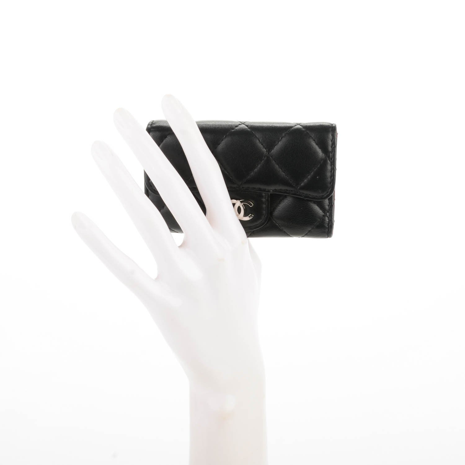 Chanel Lambskin Quilted 6 Key Holder Black 2 of 8