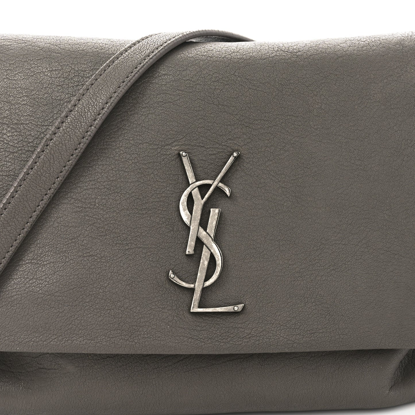 Sheepskin Medium West Hollywood Monogram Fold-Over Bag Grey