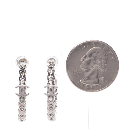 Chanel Crystal CC Hoop Earrings Silver 2 of 6