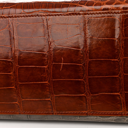 Hermes Shiny Alligator Kelly Sellier 32 Miel Gris Fonce Black 11 of 15