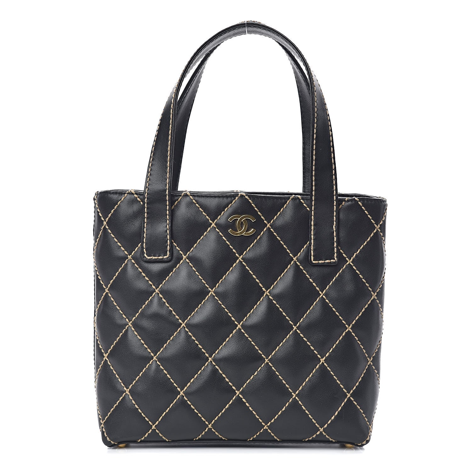 Chanel Calfskin Contrast Stitch Surpique Tote Black 1 of 12