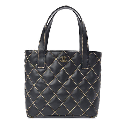 Chanel Calfskin Contrast Stitch Surpique Tote Black 1 of 12