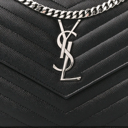 Saint Laurent Grain De Poudre Matelasse Chevron Monogram Chain Wallet Black 8 of 11