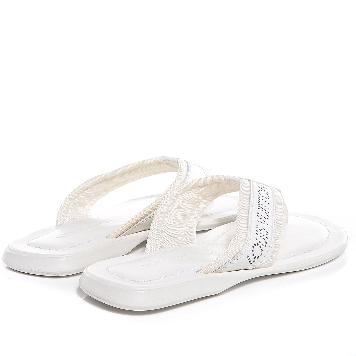 Louis Vuitton Mens Perforated Logo Thong Sandal 7 White 4 of 7