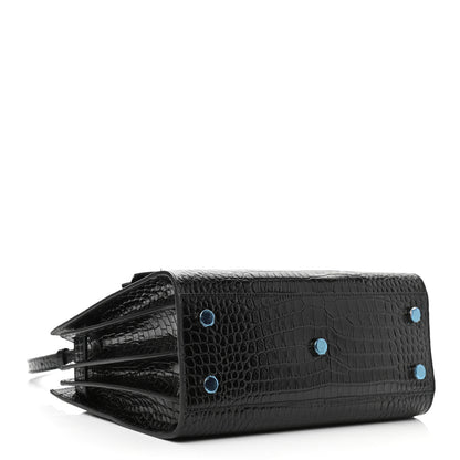Saint Laurent Calfskin Crocodile Embossed Baby Sac De Jour Black 5 of 9