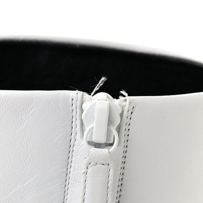 Balenciaga Shiny Sheepskin 20mm Oval Booties 37 White Black 11 of 11