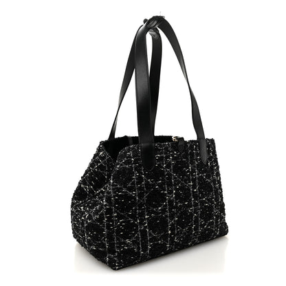 Christian Dior Calfskin Tweed Cannage Medium Toujours  Black White 6 of 23
