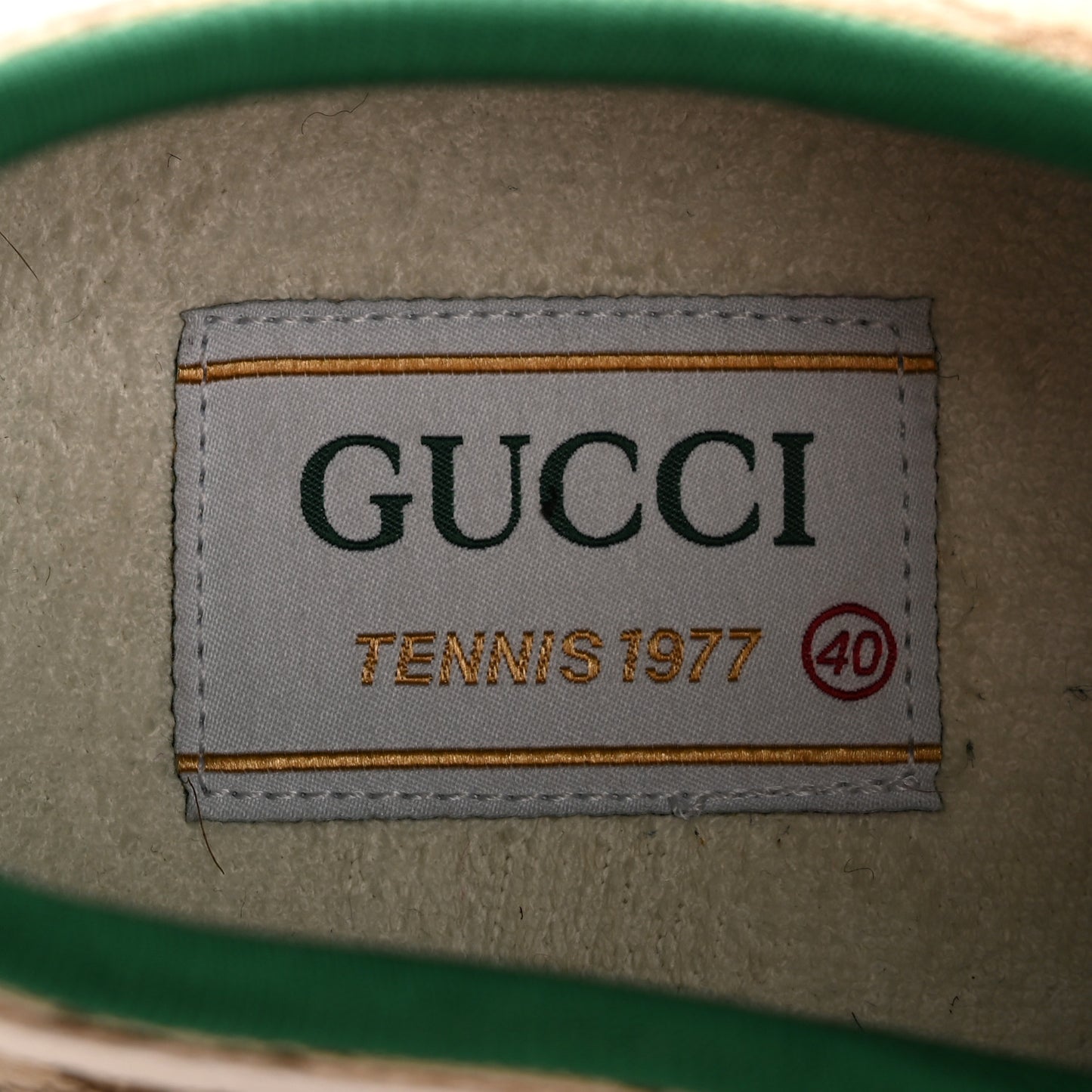 GG Monogram Web Womens 1977 Tennis Sneakers 40 Beige Ebony Mystic White
