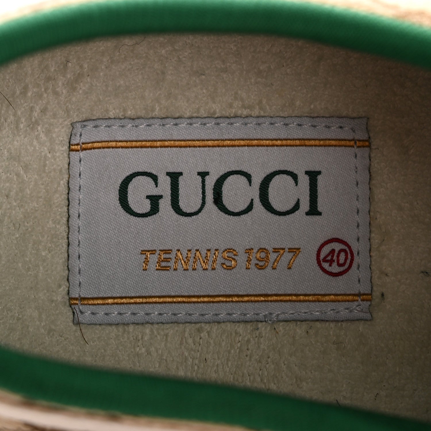 Gucci GG Monogram Web Womens 1977 Tennis Sneakers 40 Beige Ebony Mystic White 8 of 12